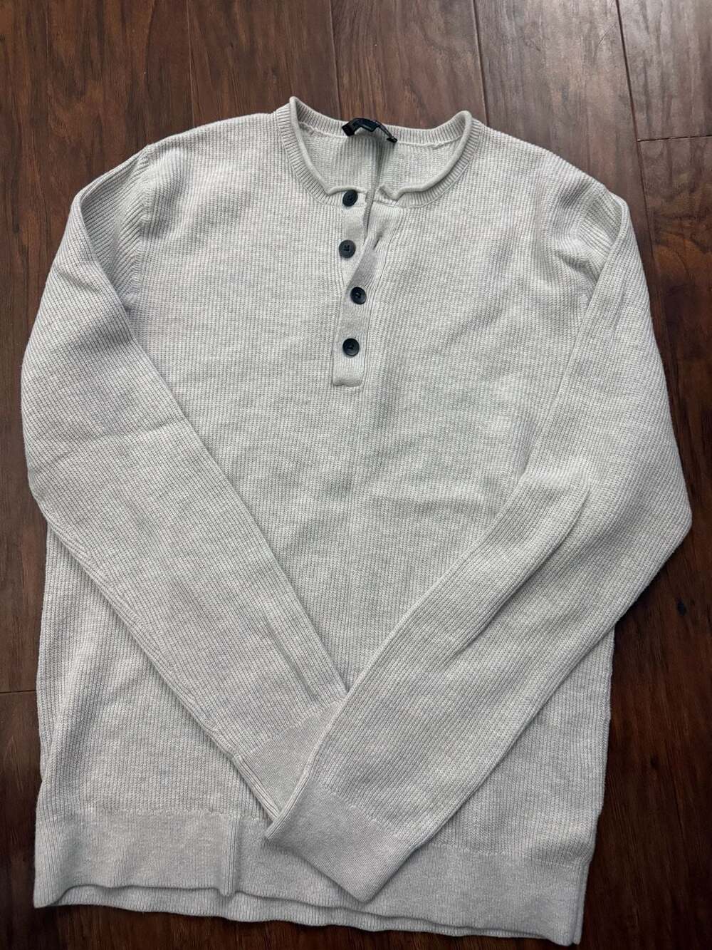 Express Men's Long Sleeve Waffle Knit Henley Sweater